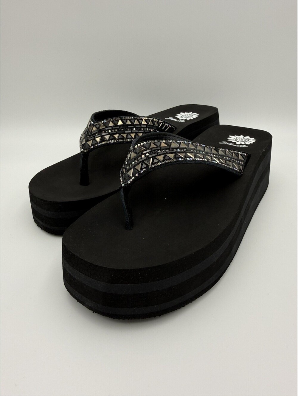 YELLOW BOX Kaduna Wedge Sandal Women’s Black Sz 7.5 NIB
